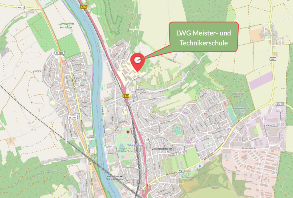Karten-Ausschnitt Staatliche Meister- und Technikerschule für Weinbau und Gartenbau Veitshöchheim